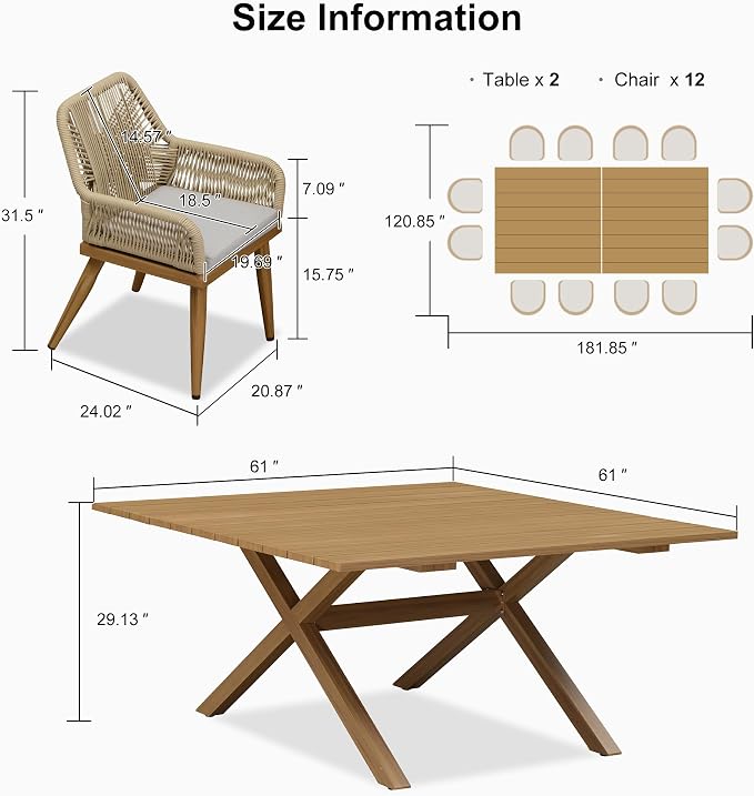 PURPLE LEAF Outdoor Dining Set All-Weather PE Rattan Outdoor Patio Furniture Set - Image 6