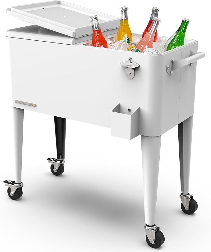 Permasteel 80 Quart Party Cooler, Rolling Ice Chest by Permasteel