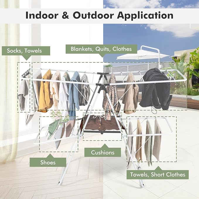 GOFLAME 2-Tier Clothes Drying Rack, Folding Laundry Dry Rack - Image 2