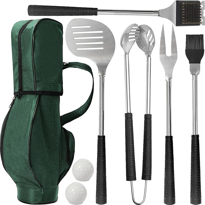Golf Grilling Gifts for Men 8pcs Golf BBQ Grill Accessories Tools Utensils Set by Jishi