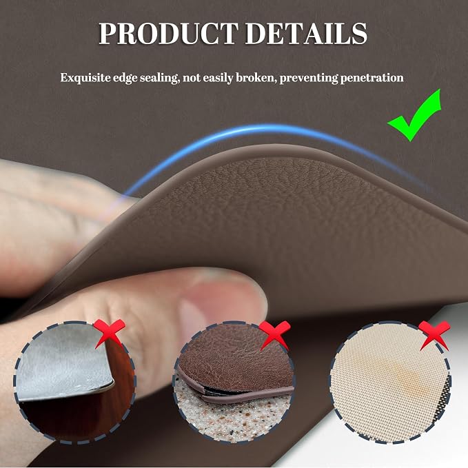 BLESWIN Faux Leather Placemats, 12×17 Inch -Double Side Texture Color Table Mats - Image 4