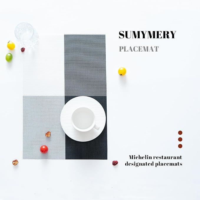 Placemats Set of 6 Vinyl/Plastic Woven Place Mats - Image 5