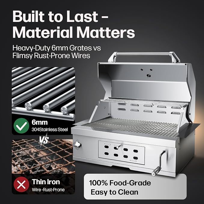 Large Built-In Charcoal BBQ Grill, Charcoal Grills - Image 3