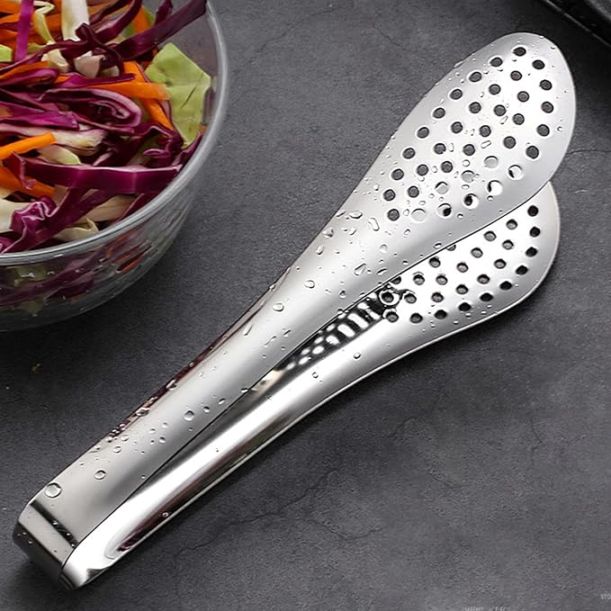 Serving Tongs 4-Pack, 9.5 Inch Stainless Steel in Silver