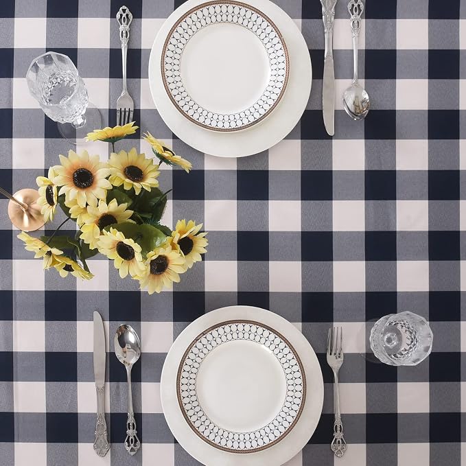 Cupuamon 2 Pack Waterproof Polyester Fabic Rectangle Checkered Tablecloth，60x84 - Image 4