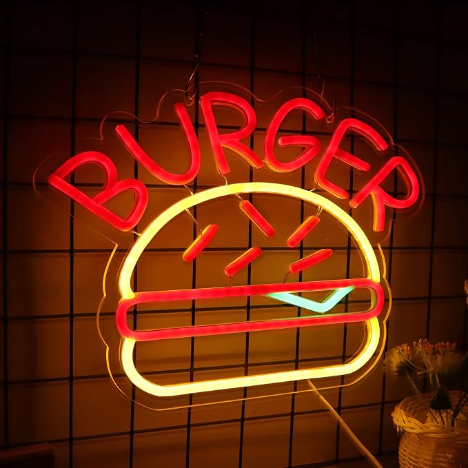 JFLLamp BURGER Neon Signs for Wall Decor Neon Lights for Bedroom Led Business by JFLLamp