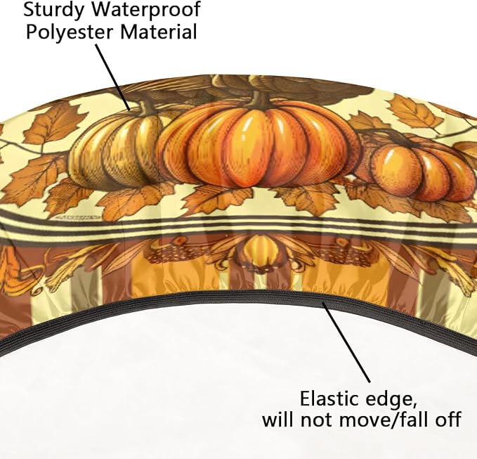 Thanksgiving Vintage Turkey Round Table Cloth Cover, Elastic Edge Waterproof - Image 5
