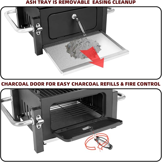 Portable Charcoal Grill, Tabletop Outdoor Barbecue Smoker, Small BBQ Grill - Image 7