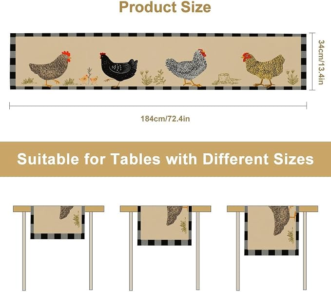 Farmhouse Roosters Chickens Table Runners - Image 7