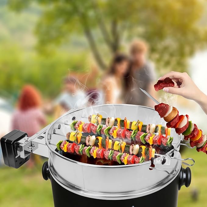 only fire Shish Kabob Set with Stainless Steel Ring, Automatic Skewers Turner - Image 3