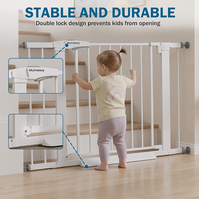 Baby Gate for Stairs, 29.7-40.6" Pressure Mounted Dog Gate, Auto Close Safety - Image 4