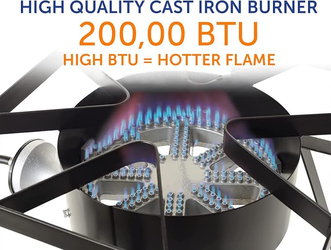 Flame King Heavy Duty 200K BTU, 0-20 PSI, Propane Gas Single Burner Bayou - Image 3