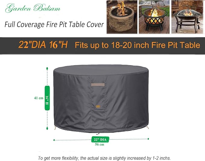 Fire Pit Cover 600D Heavy Duty Waterproof Fabric - Image 2