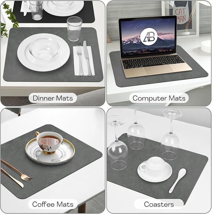 PU Leather Placemats Set of 6 Table Mats Heat Resistant Kitchen Place Mats - Image 7
