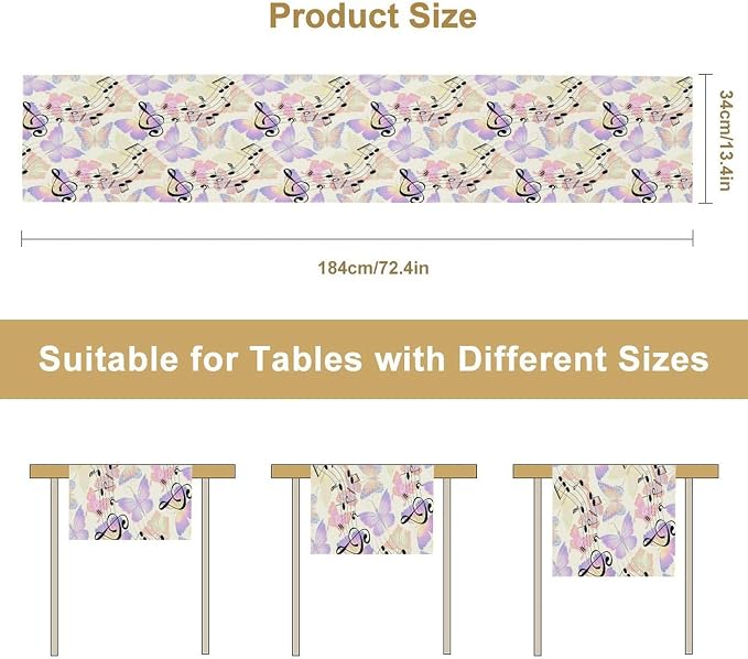 Music Butterfly Table Runner, Beautiful Musical Notes Spring Butterfly - Image 6