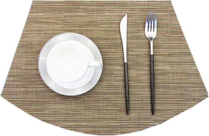 PIGCHCY Wedge Shaped Placemats for Dining Table Washable Vinyl Placemats Heat - Image 3