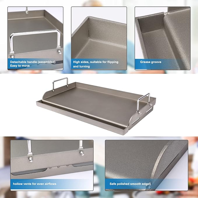 Uniflasy Cast Iron Griddle for Gas Grill Flat Top Griddle Insert for Outdoor - Image 9