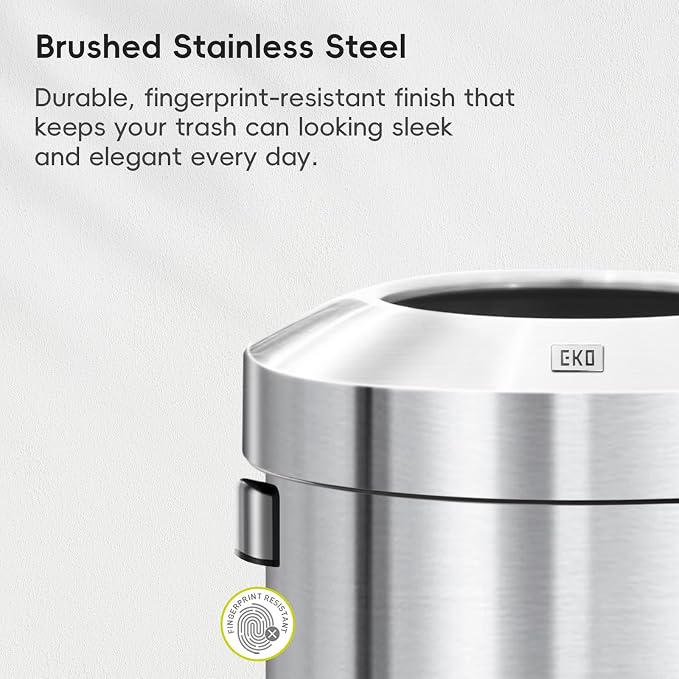 EKO 16-Gallon Round Stainless Steel Open Top Trash Can, Large Commercial Waste - Image 5