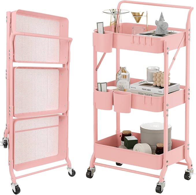 3-Tier Folding Rolling Utility Cart by Amatic