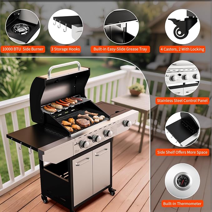 3-Burner Propane Gas BBQ Grill - Image 5