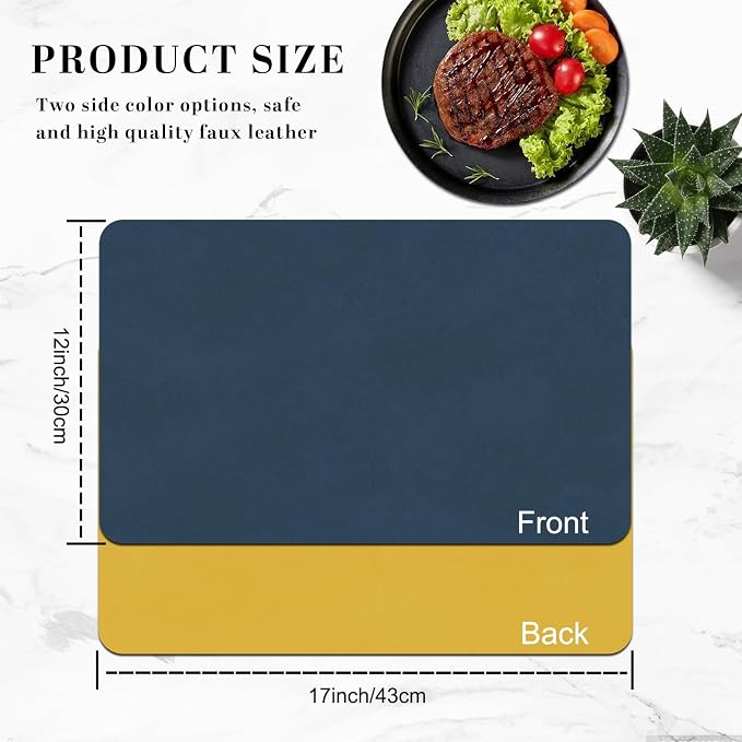 BLESWIN Faux Leather Placemats, PU Dining Table, Waterproof and Oil Resistant - Image 5