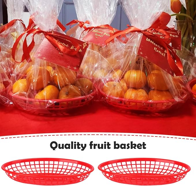 90 Pcs 9 x 5.7 Inch Reusable Oval Fast Food Baskets, Sturdy Plastic Serving - Image 6