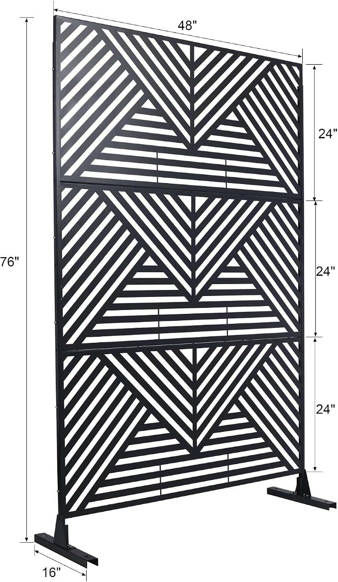 Outdoor Privacy Screen with Geometric Design – Metal Decorative Panel, - Image 5