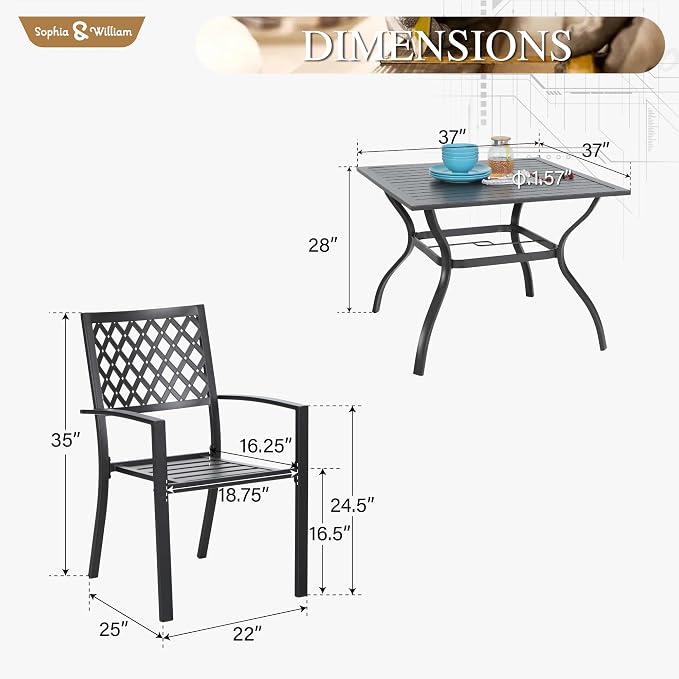 Sophia & William Patio Table and Chairs Set, Outdoor Dining Set - Image 7