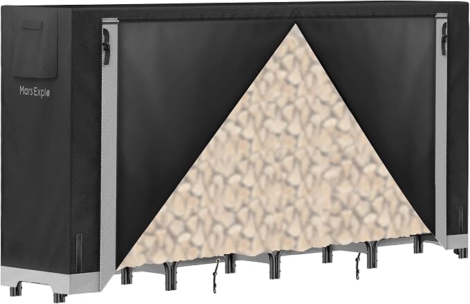 10ft Firewood Log Rack with Cover Outdoor, Heavy Duty Indoor Outdoor Firewood by MarsExplo