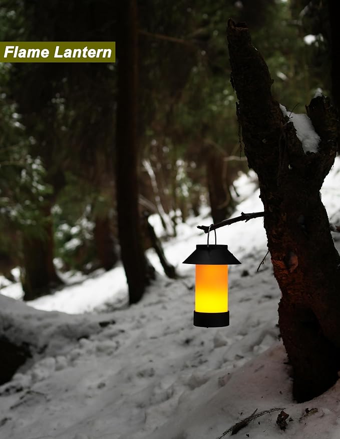Rechargeable Outdoor Lantern Waterproof, Dimmable Warm White & Flickering Flame - Image 4