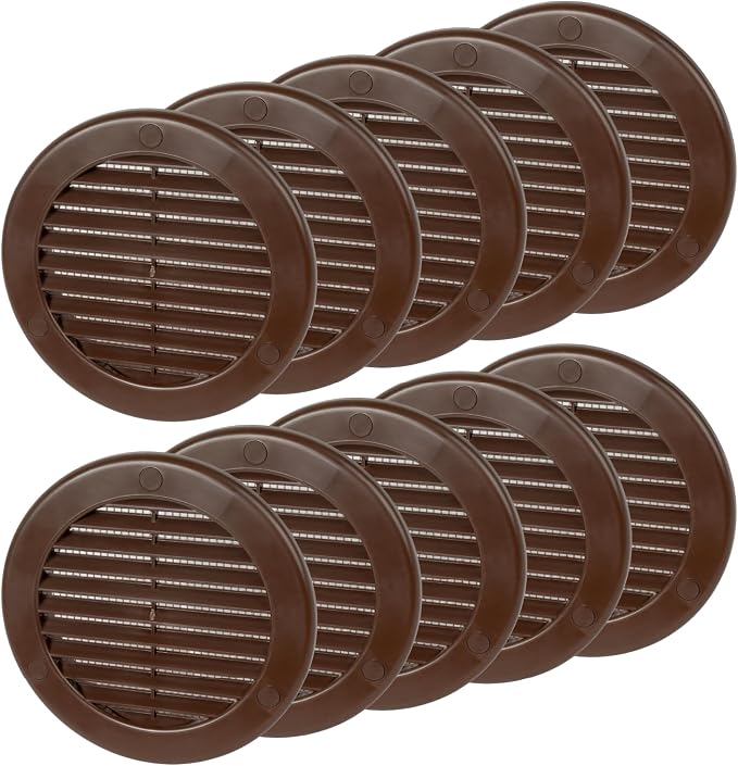 4 Inch Brown Air Vent Cover – Pack of 10 – Plastic Round Air Vent Grill Cover by Unknown