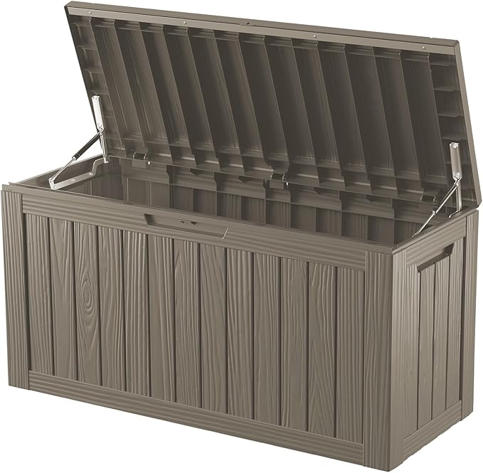 80 Gallon Deck Box, Resin Outdoor Indoor Waterproof Storage Box, Lockable by Kdymod