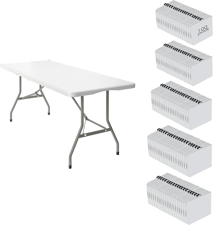 100 Pack of 6 Foot Foldable Table by VISTACASA
