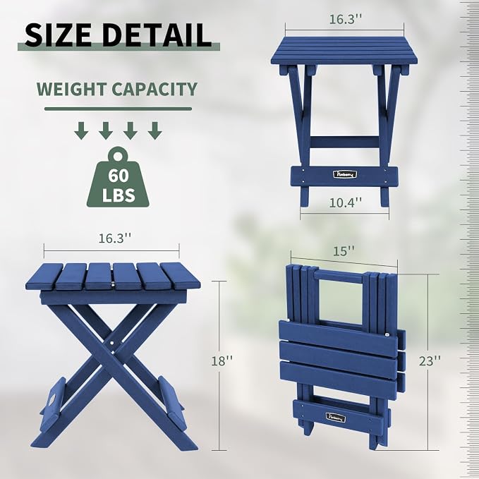 FUNBERRY Outdoor Folding Adirondack Side Table, Portable No Assembly Patio End - Image 3