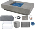 Elementi+ | Bundle Monte Carlo Gas Fire Pit Cast Concrete 60" Rectangular Fire by AMSFireplaceInc