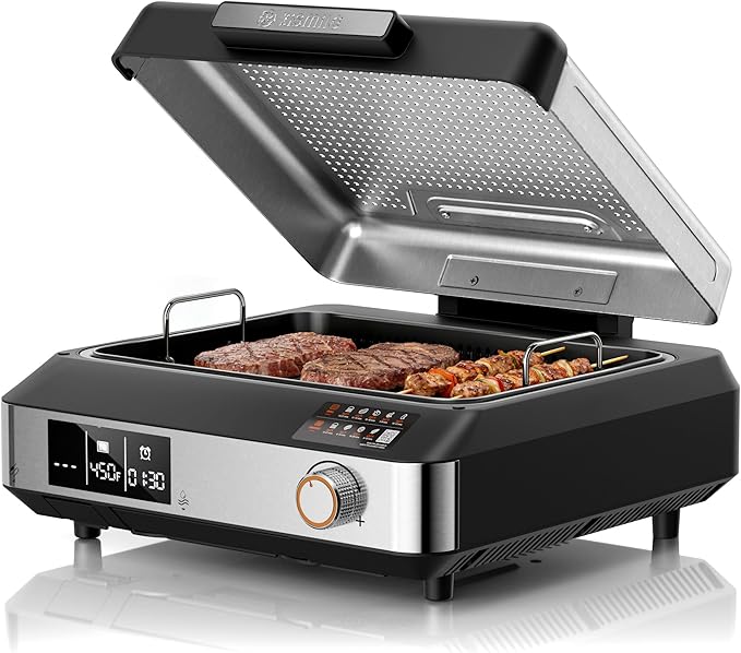 Kismile 2-in-1 Griddle and Indoor Grill, Electric Smokeless Grill by Kismile
