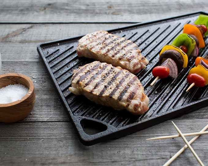 Lodge Reversible Cast Iron Grill/Griddle – 9.5 x 16.75 Inch Pre-Seasoned - Image 3