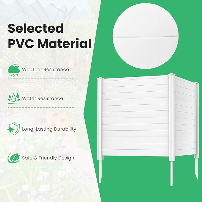 Giantex Outdoor Privacy Screen 4 Panels, Easy Assembly, PVC Vinyl Picket Fences - Image 6