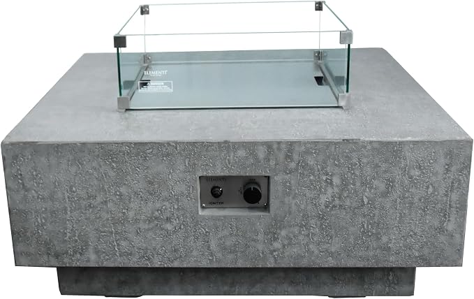 Elementi | Bundle Manhattan Gas Fire Pit Cast Concrete 36" Square Fire Table - Image 8