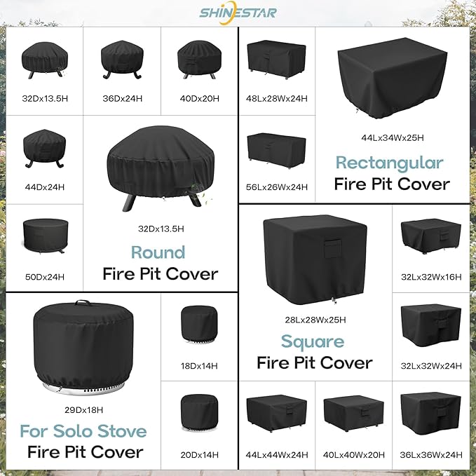 SHINESTAR Square Fire Pit Cover, Fits - Image 8