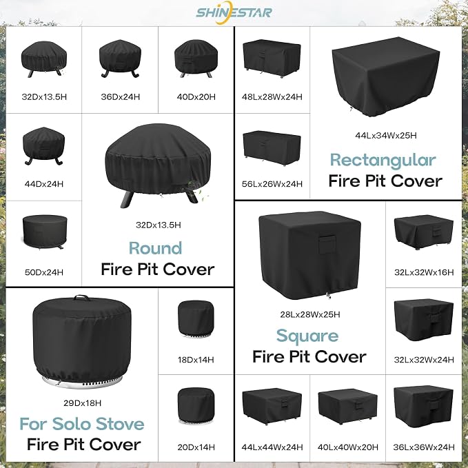 SHINESTAR 36 Inch Square Fire Pit Cover, Fits - Image 7