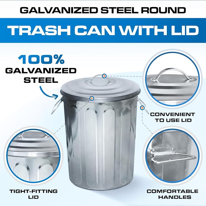Plexon 5 Gallon Small Metal Trash Can - Image 9