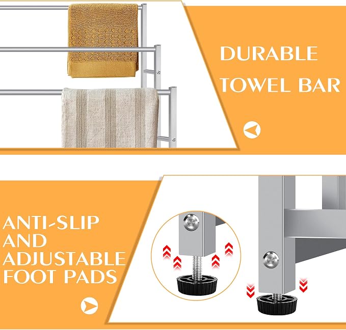 47.6 Inch Tall Free Standing Towel Racks 3 Tier Pool Towel Rack Outdoor - Image 4