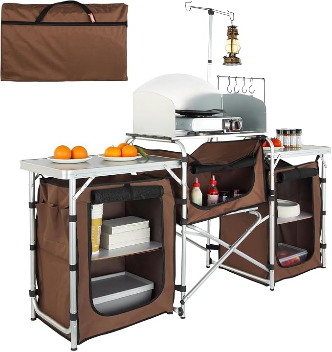 VEVOR Camping Kitchen Table, Folding Outdoor Cooking Table by VEVOR