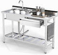 Stainless Steel Utility Sink, 47.2'' Free Standing Single Bowl Kitchen Sink by Toemics