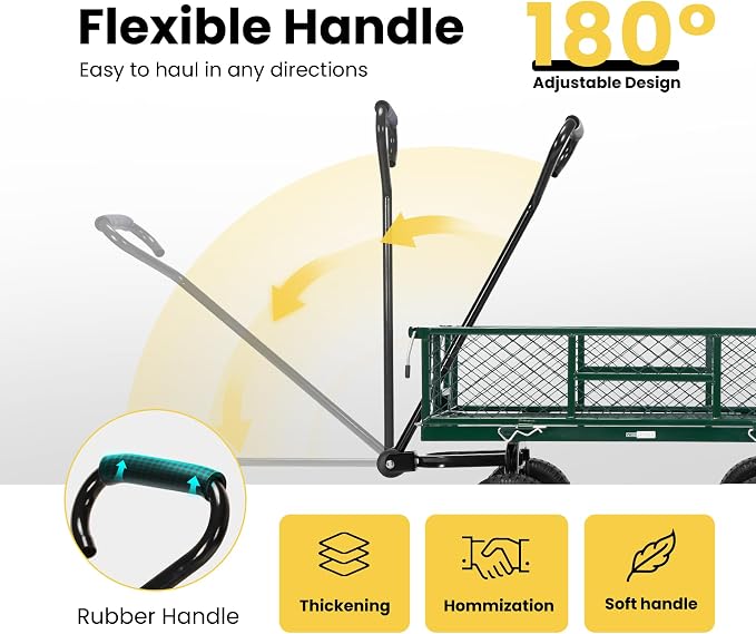 VIVOHOME Heavy Duty 550 Lbs Capacity Mesh Steel Garden Cart Folding Utility - Image 6
