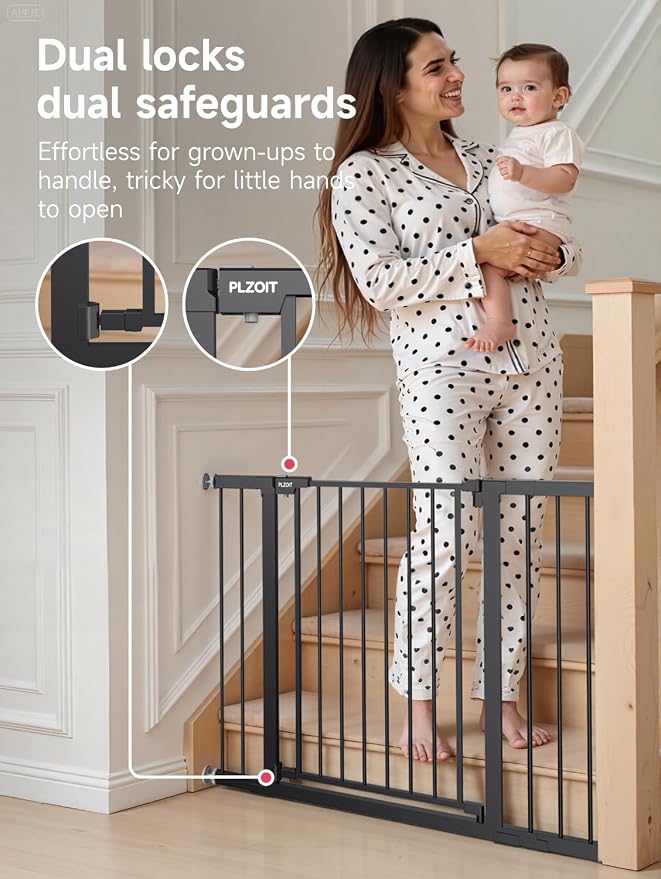 29.5-46" Extra Wide Baby Gate for Stairs, Dog Gate for Doorways, Walk Thru Auto - Image 4
