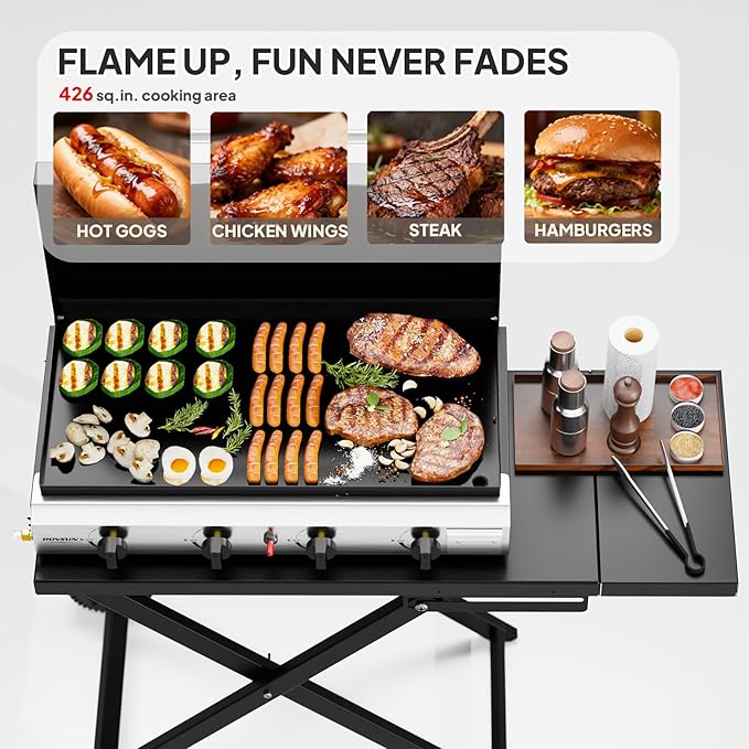 ROVSUN 4 Burner Foldable Propane Griddle - Image 4