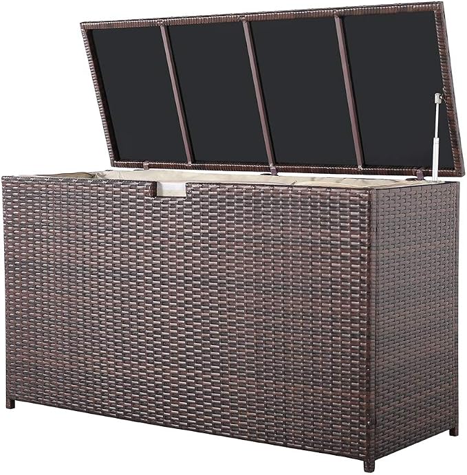 Super Patio Wicker Outdoor Patio Storage Box Waterproof, 120 Gallon Large Deck - Image 2