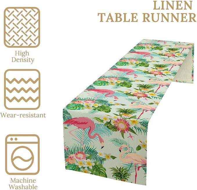 Tropical Table Runner, Hawaii Seasonal Floral Spring Summer Plants Pineapples - Image 4